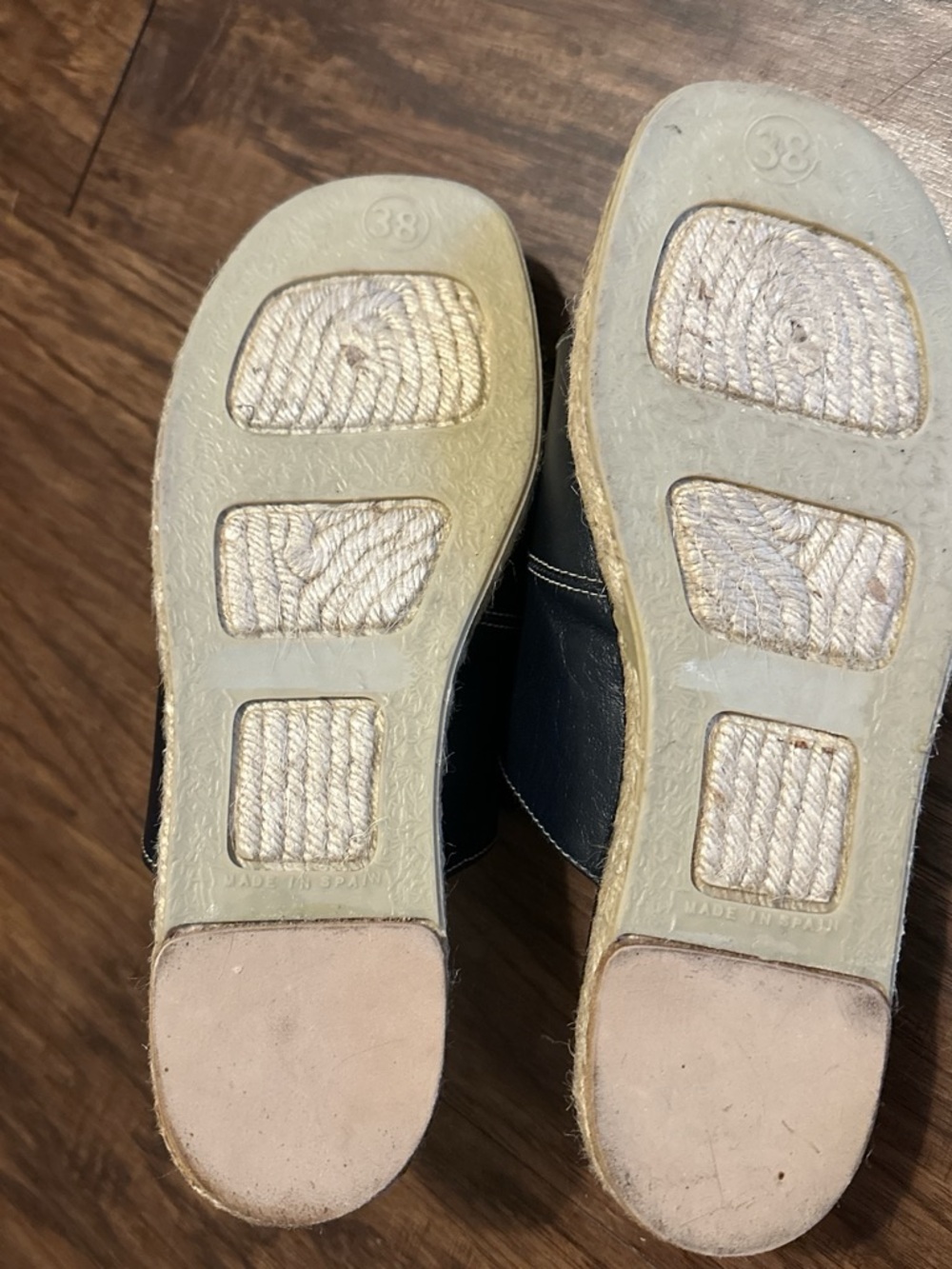 Vintage Coach Lola Flat Espadrilles Slip On Sandals Navy Blue Leather Size 8